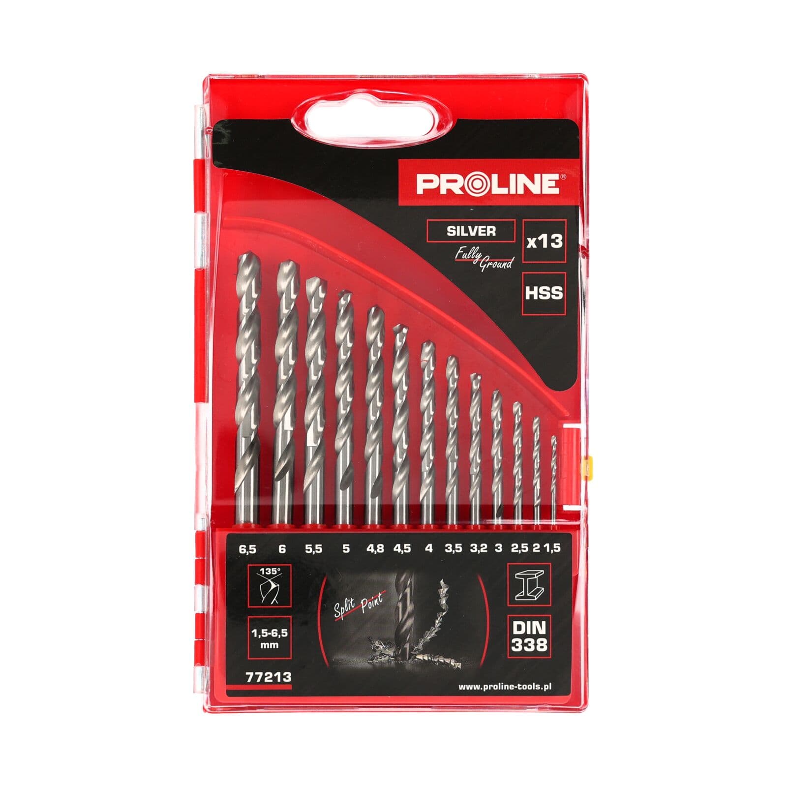 Vrtalnik za kovino Proline HSS DIN338, 13 kosov (1,5-6,5 mm)