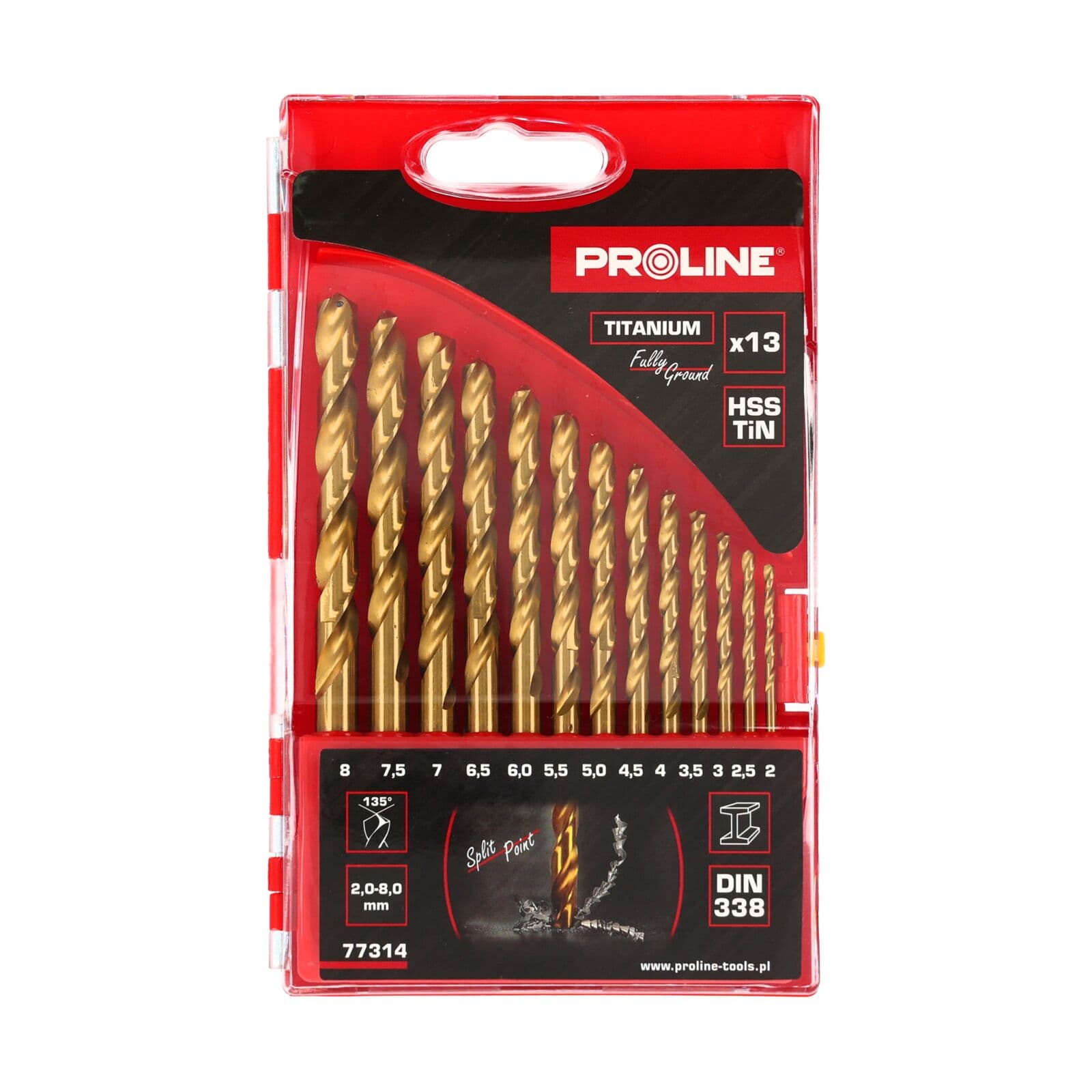 Svedri za kovino Proline HSS-TIN DIN338, 13 kos (2-8mm)