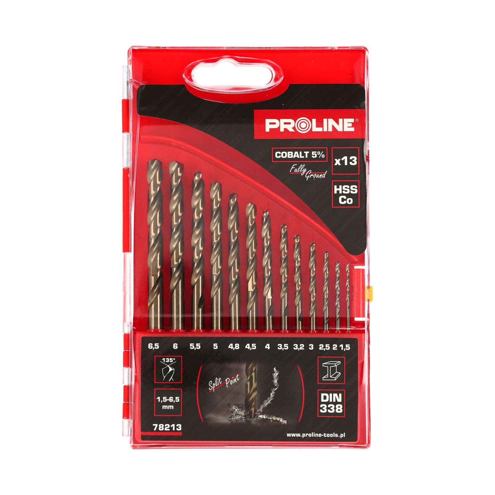 Svedri za kovino Proline HSS-CO 5% DIN338, 13 kos (1.5-6.5mm)