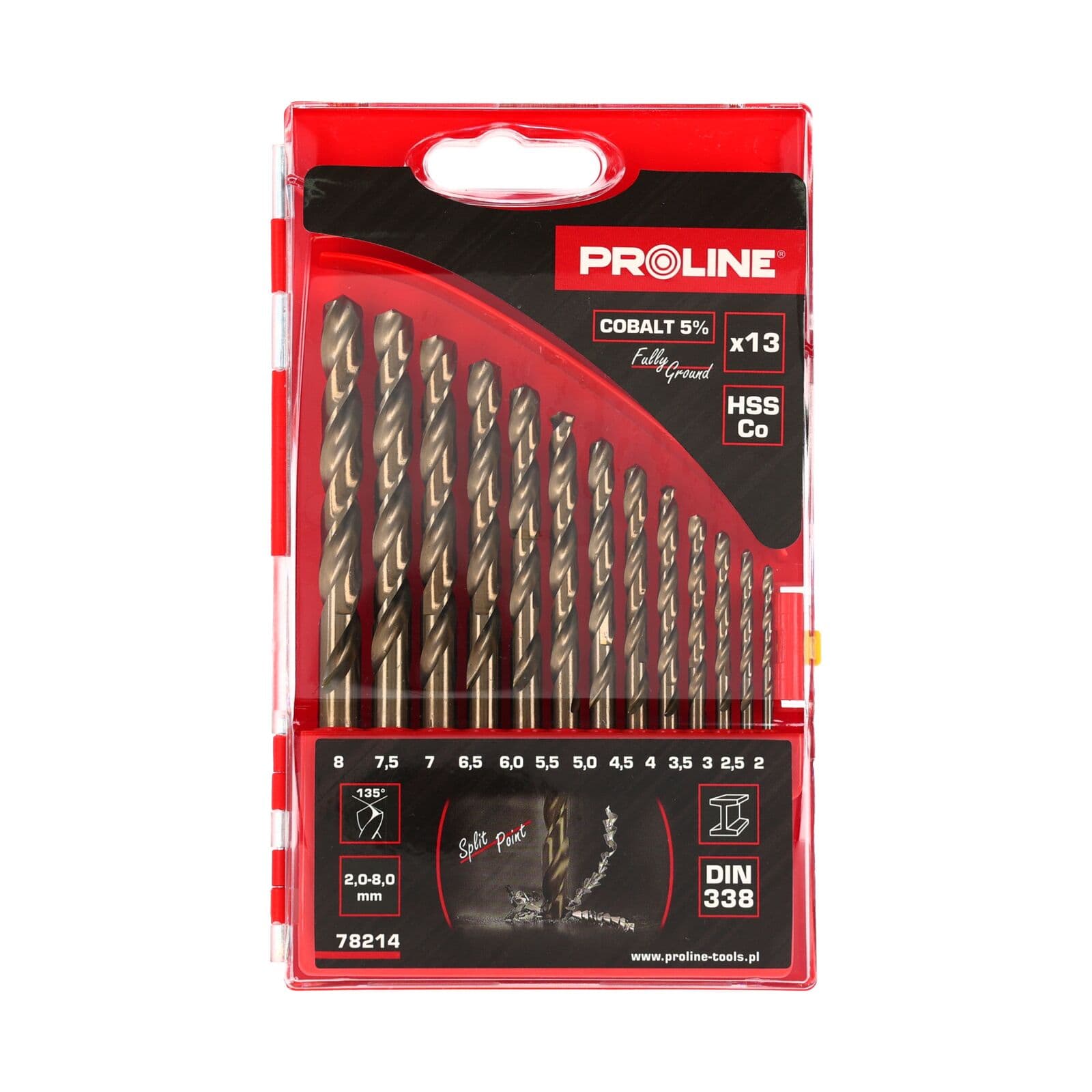 Svedri za kovino Proline HSS-CO 5% DIN338, 13 kos (2-8mm)