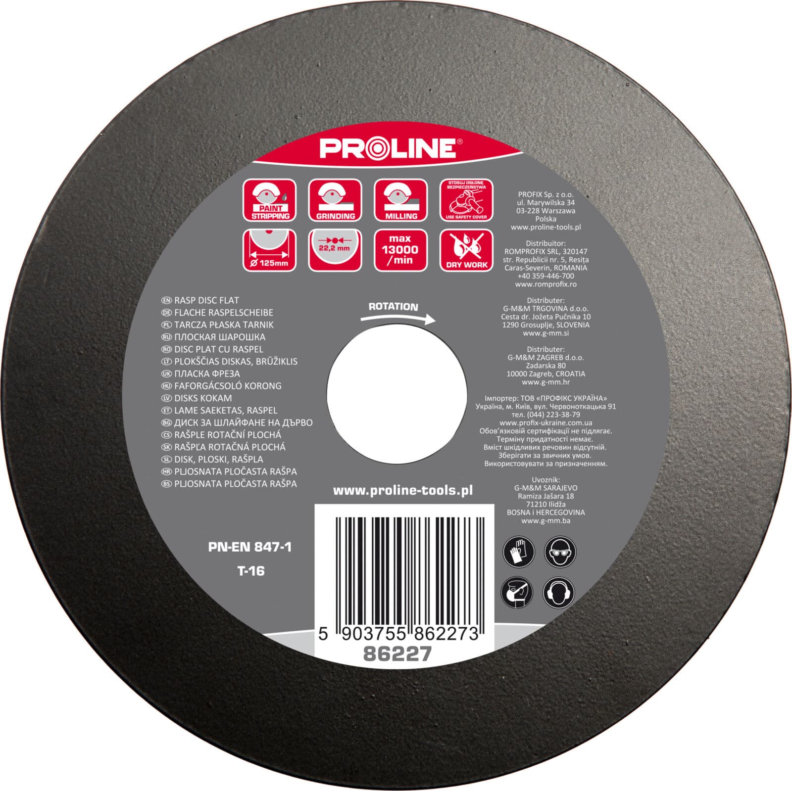 Proline - Kotna brusilna plošča, drobni zobje, tip B, 125mm