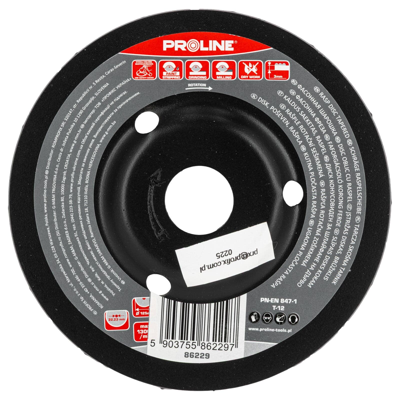Proline kosa brusilna plošča strgalo grobi zobje 125 mm