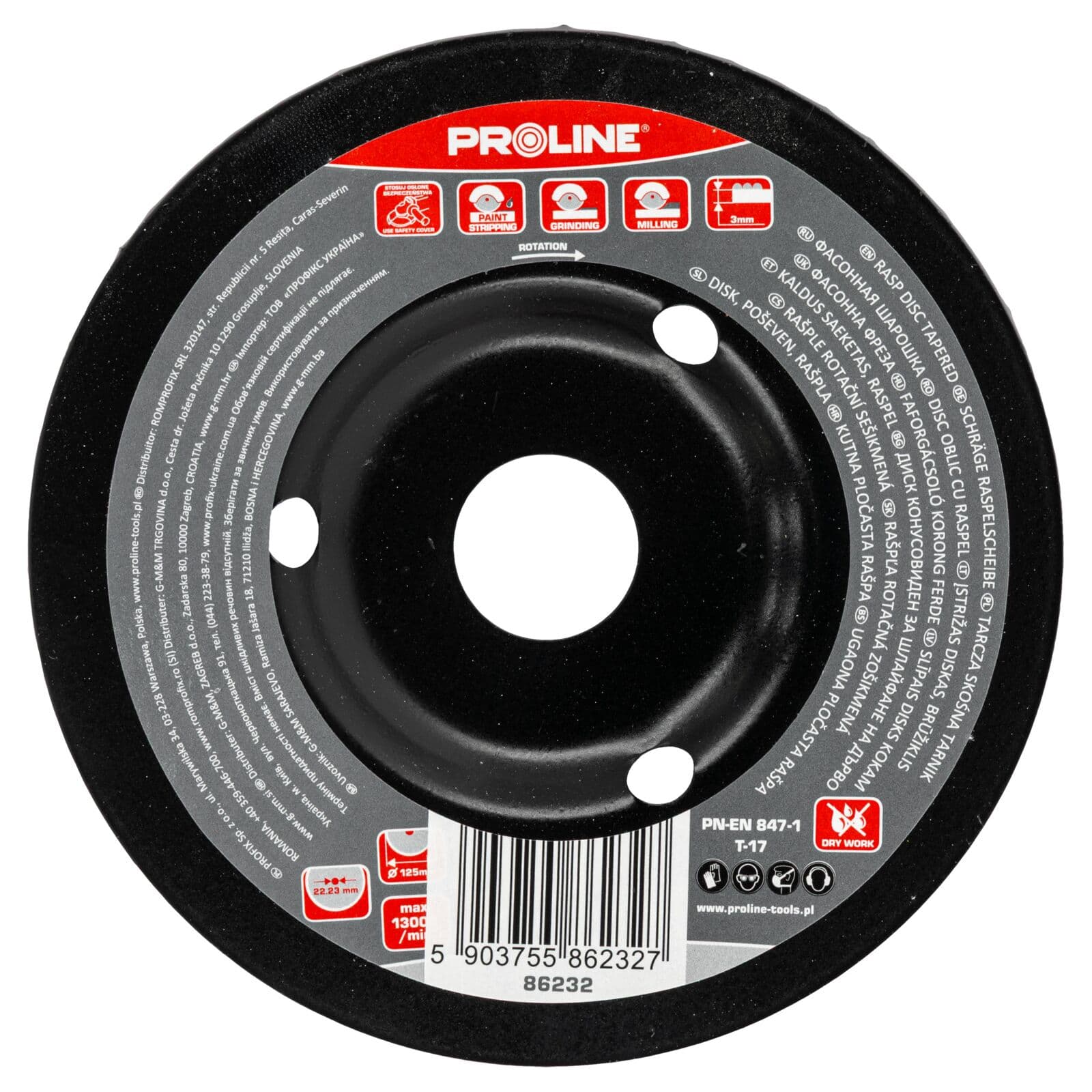 Proline kosa brusilna plošča strgalo drobni zobje tip B 125 mm
