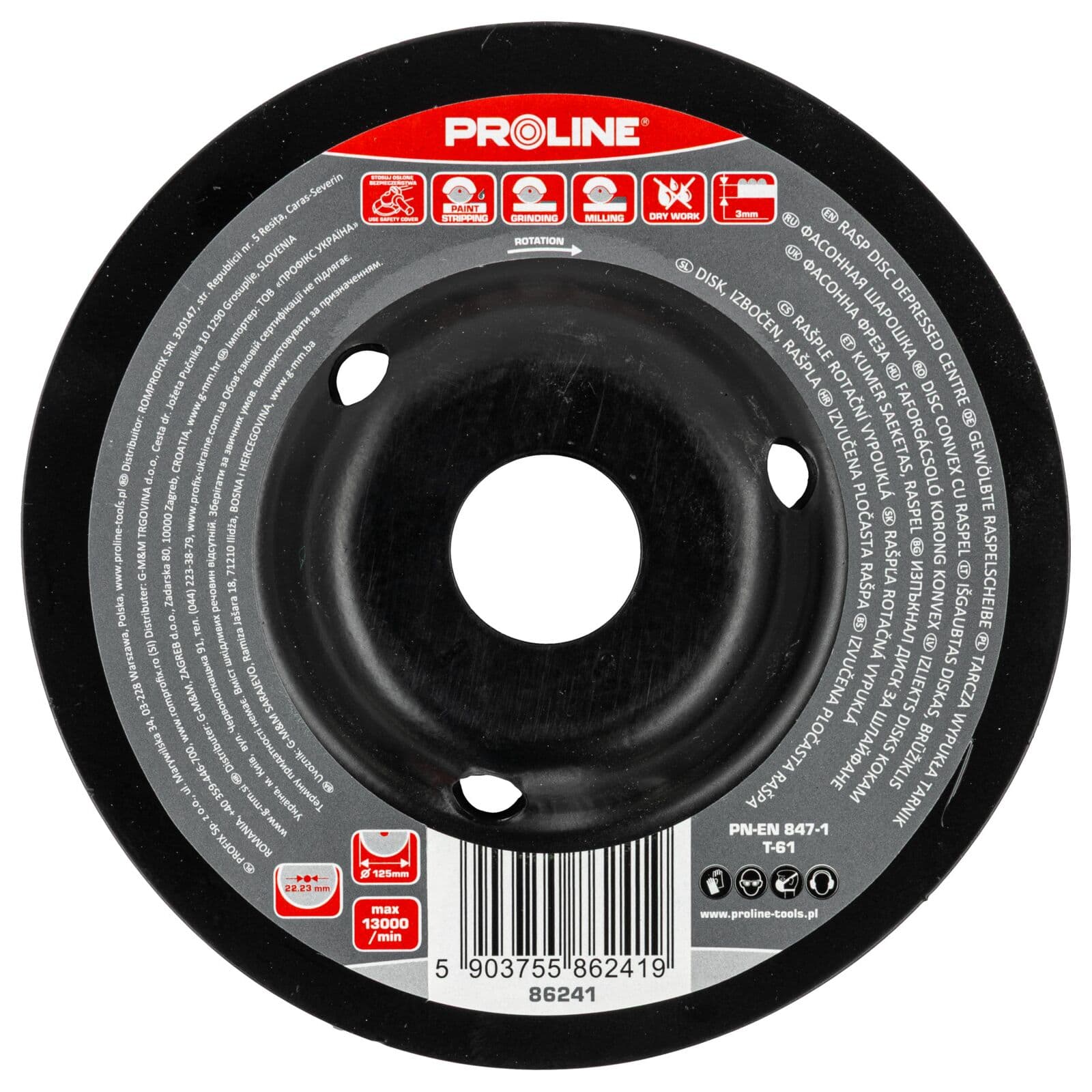 Proline Tarcza wypukła - dłato za drvo, grobe zobe, 125mm