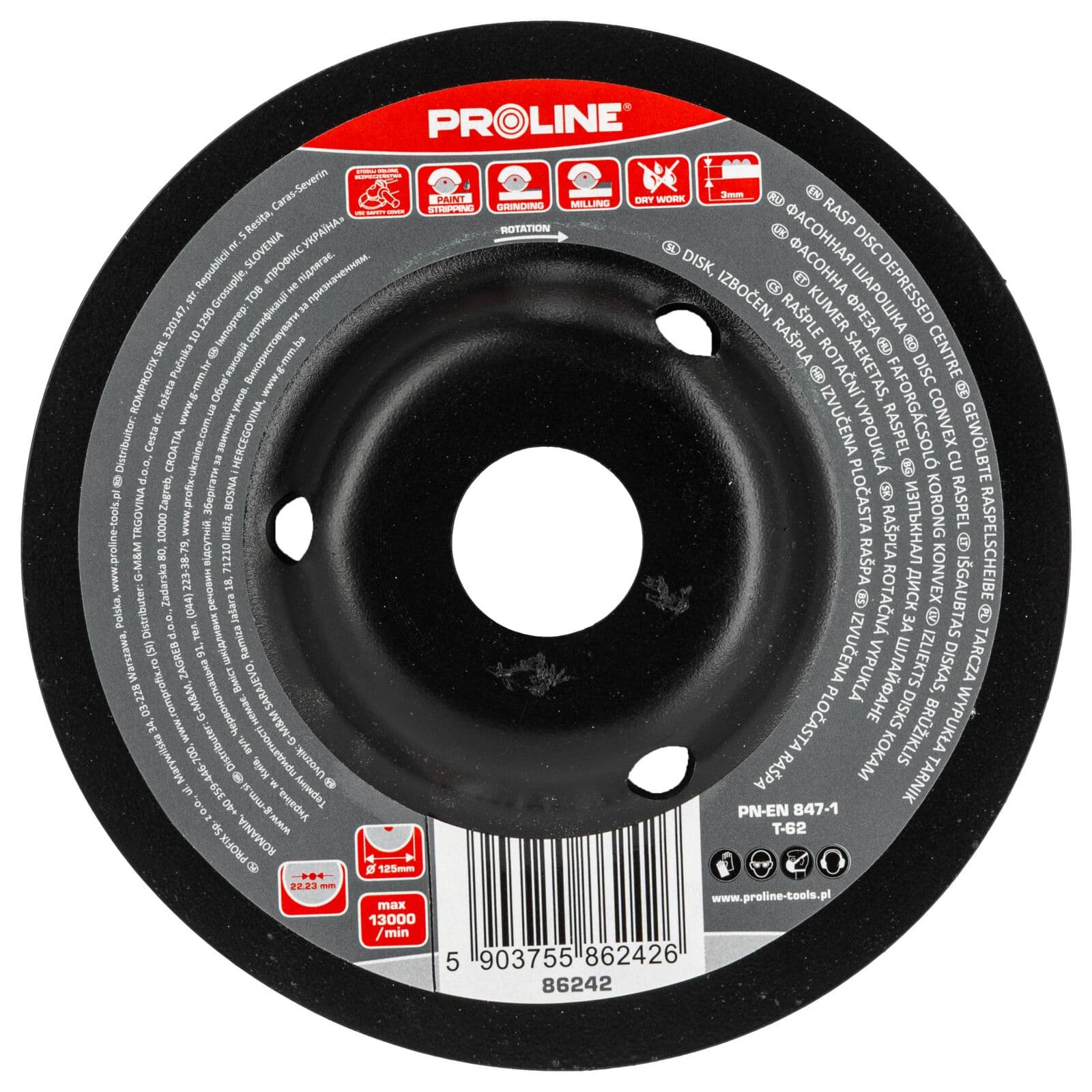 Proline Tarcza wypukła - dłato za drvo, srednje zobe, 125mm