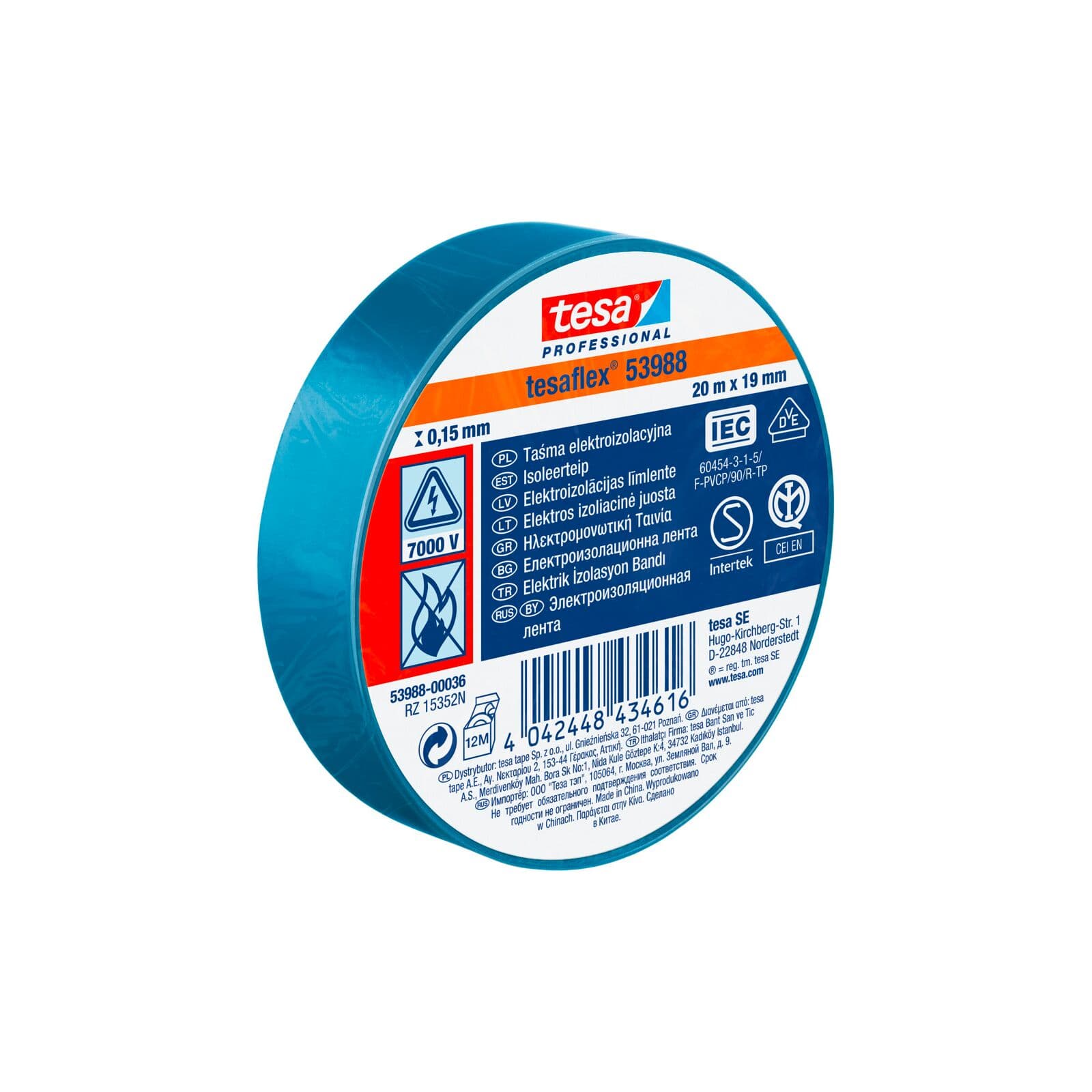Tesa Elektroizolacijski trak, PVC, 10m:15mm, modra