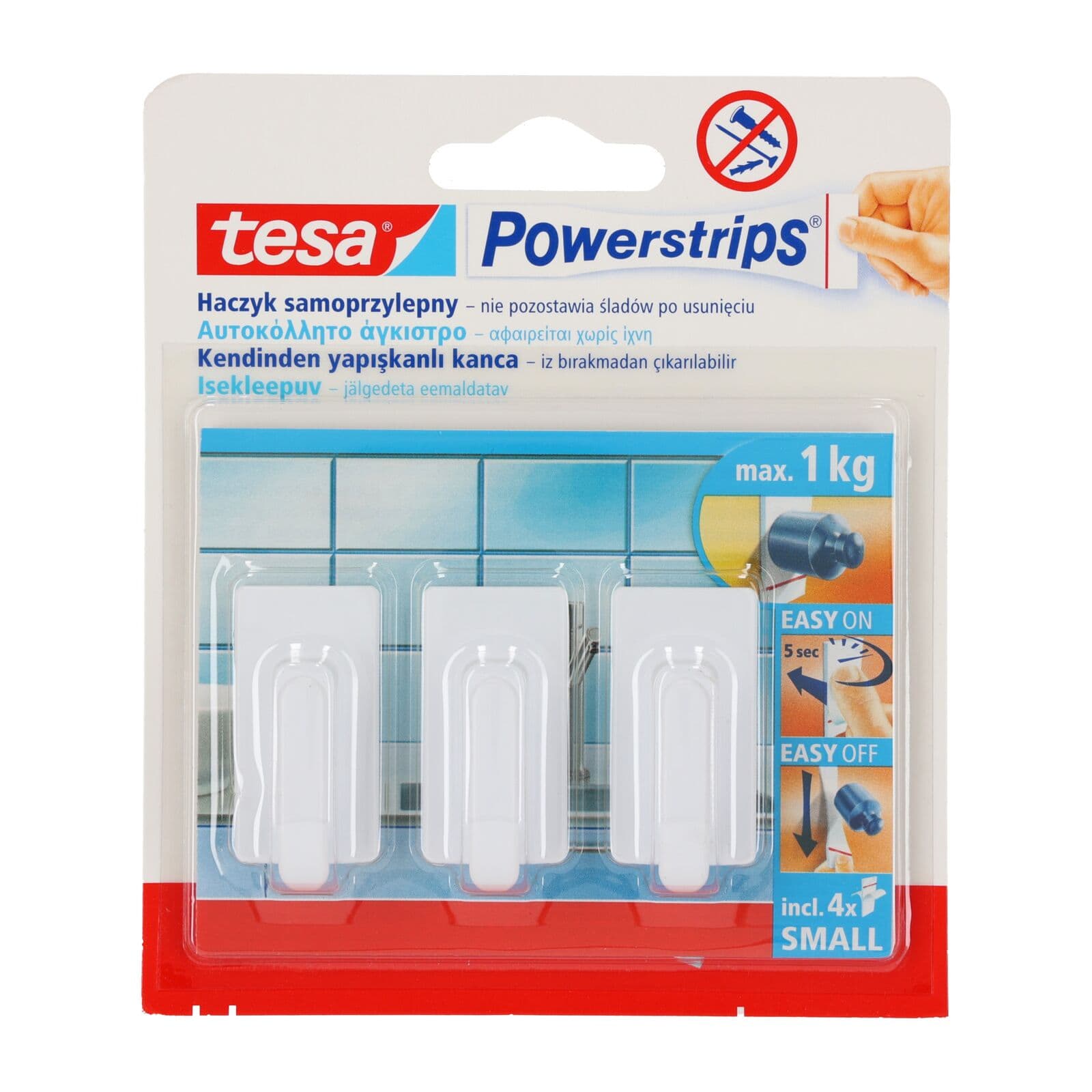 Tesa Powerstrips samolepilni kavelj, mal, bel, 3 kos.