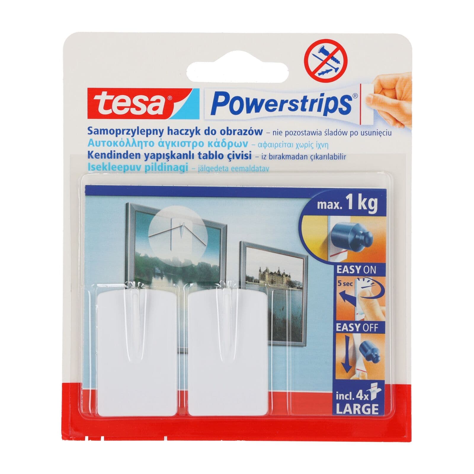 Tesa Powerstrips Kljukice za slike, 2 kos., bele
