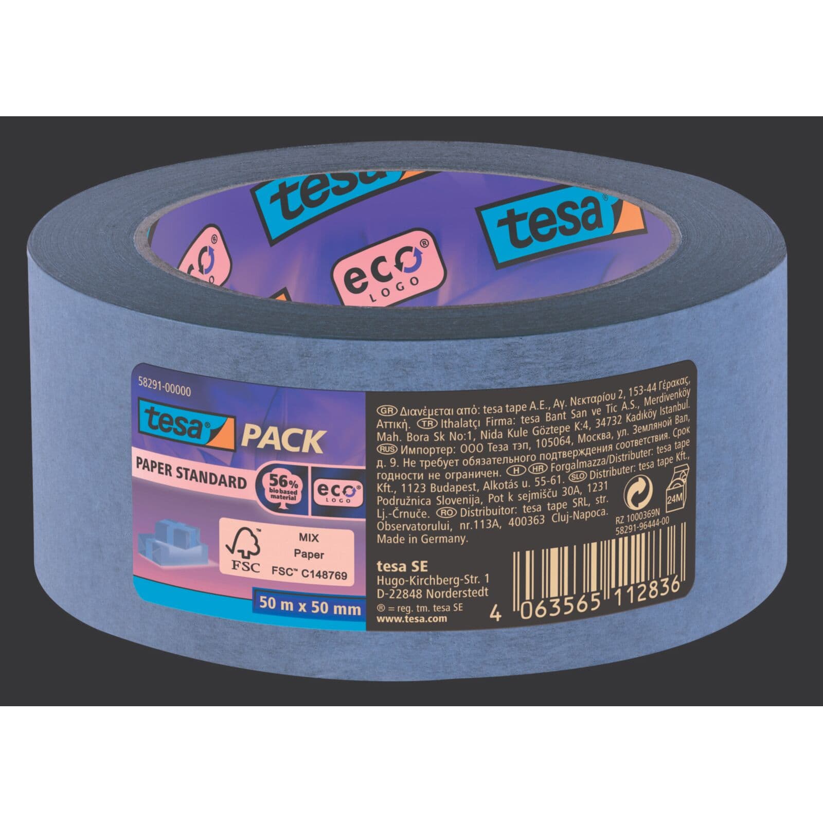 Papirnati pakirni trak Tesa Standard Eco, rjav 50m x 50mm