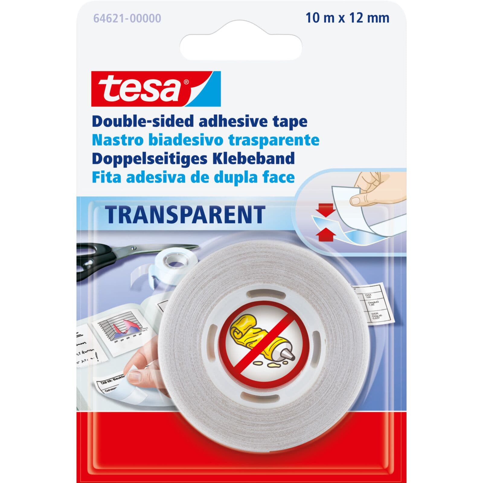 Tesa obojestranski lepilni trak, 10 m x 12 mm