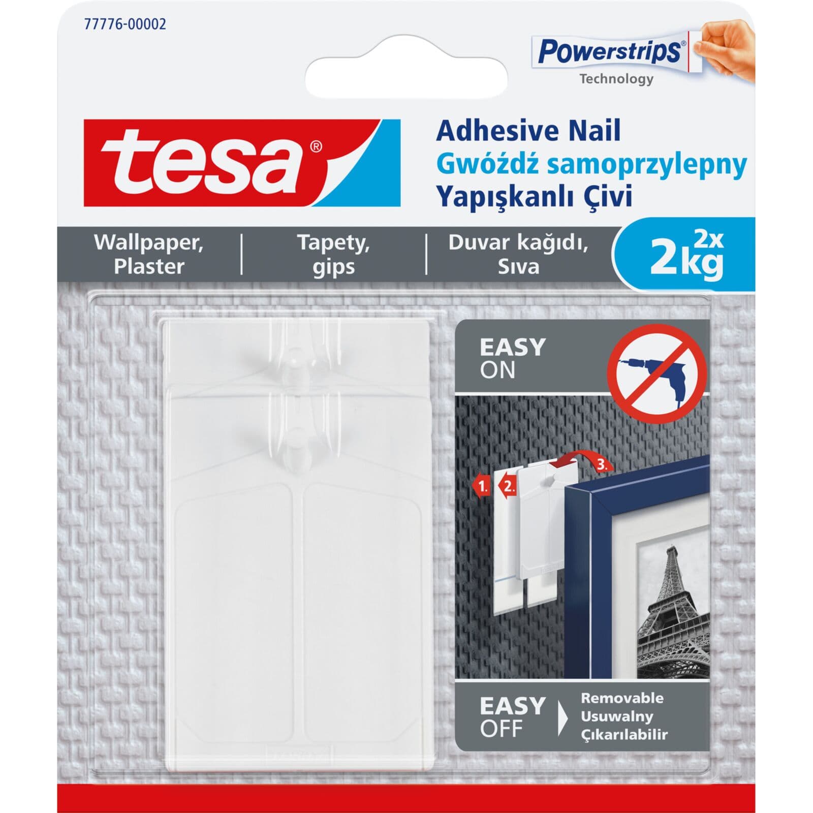 Tesa samolepilni žebljiček za tapete, 2 kosa, do 2 kg