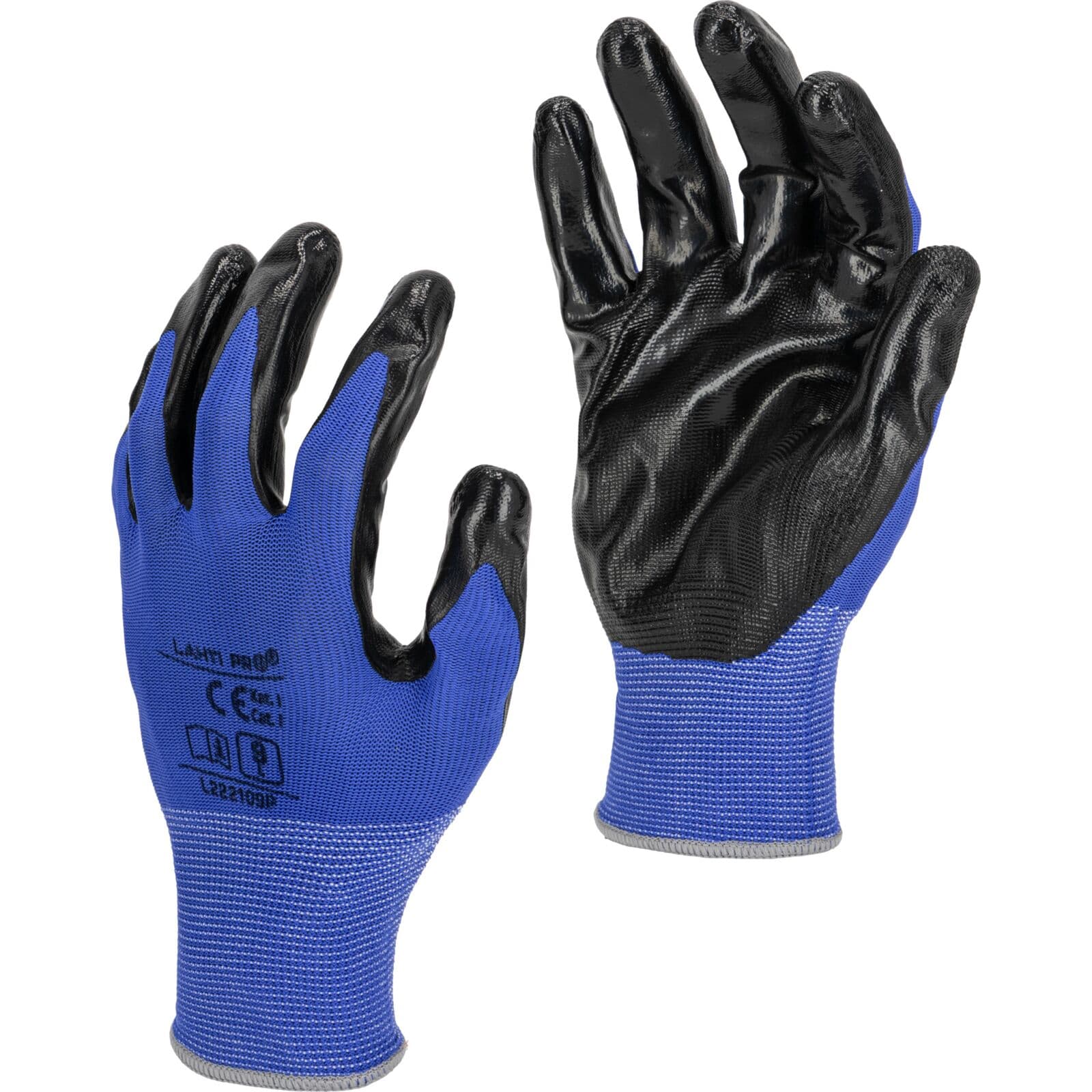 Lahti Pro Nitrilne rokavice L222110P, granatno-črne, vel. 10 (12 parov)