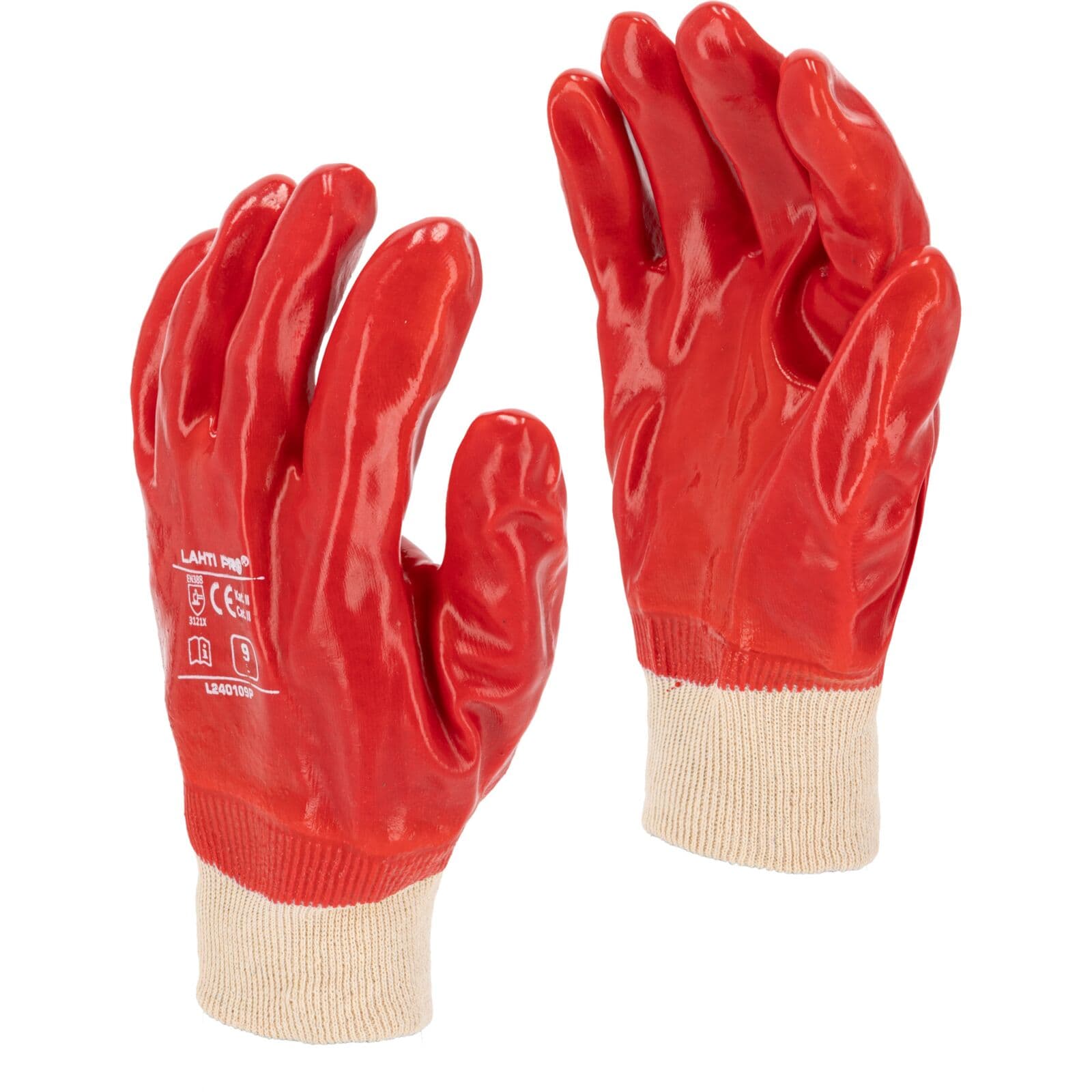 PVC rokavice Lahti Pro, rdeče, velikost "9", 12 parov