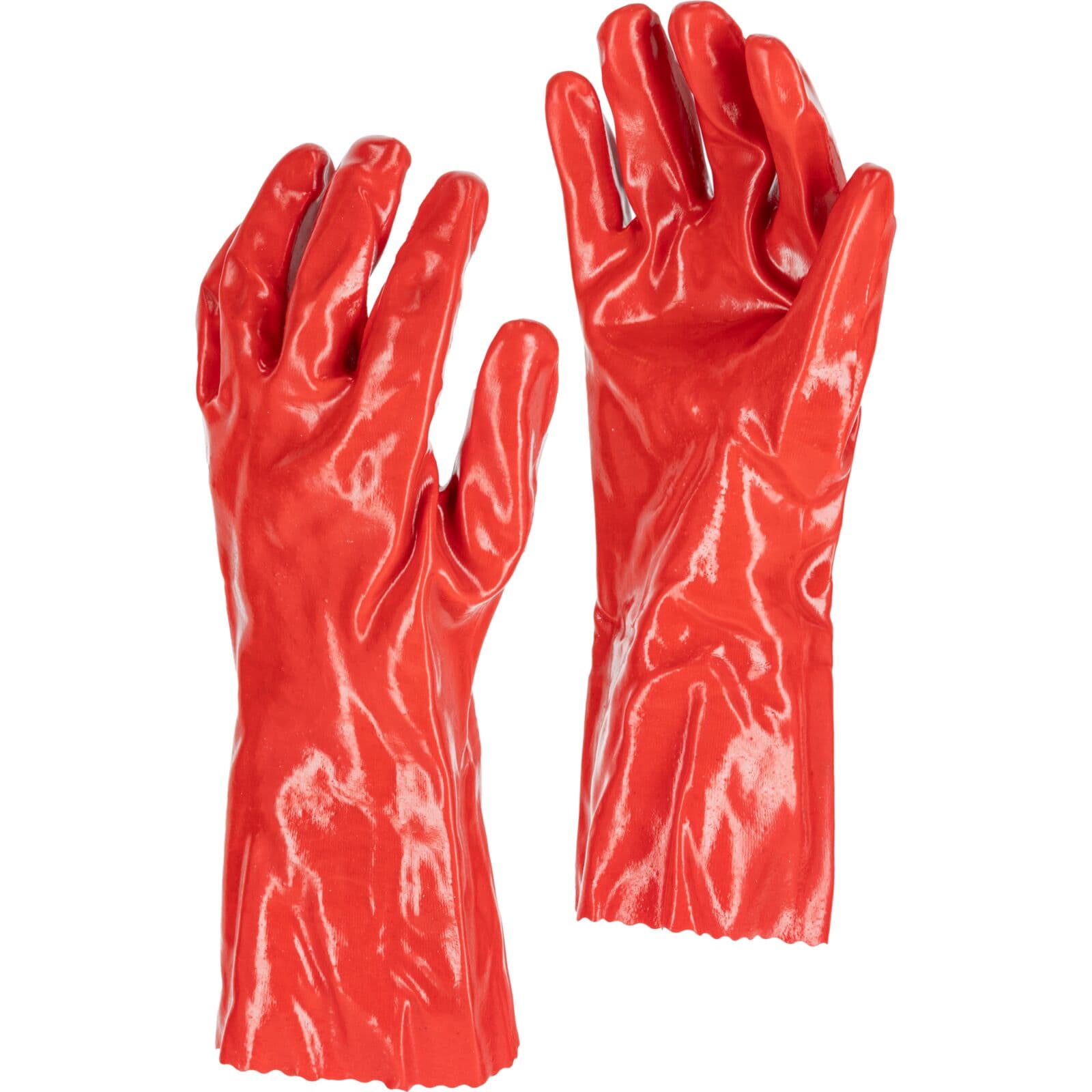 Dolge PVC delovne rokavice Lahti Pro L240210P, rdeče, velikost 10, 12 parov