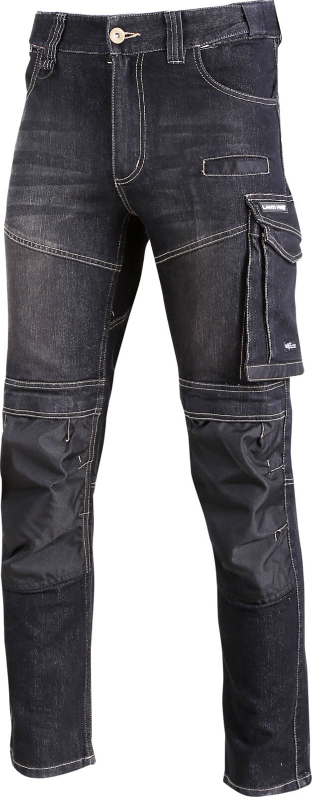 Delovne jeans hlače Lahti Pro, črne, stretch, ojačane, vel. 2XL