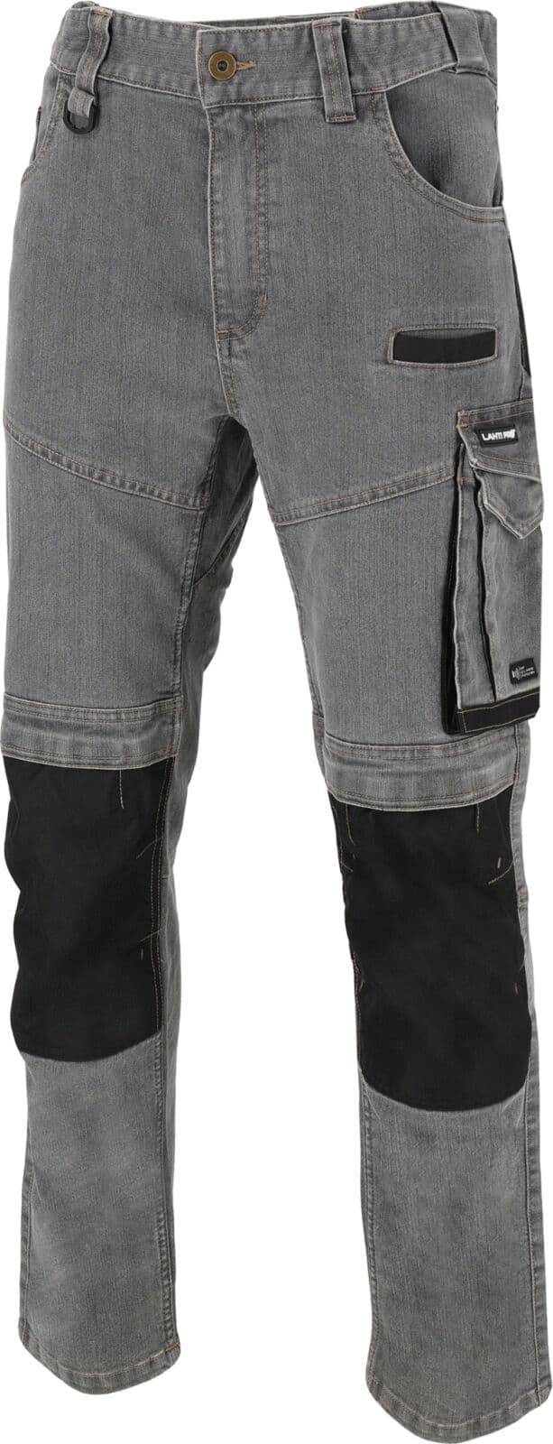 Delovne jeans hlače Lahti Pro, sive, raztegljive, ojačane, velikost 3XL