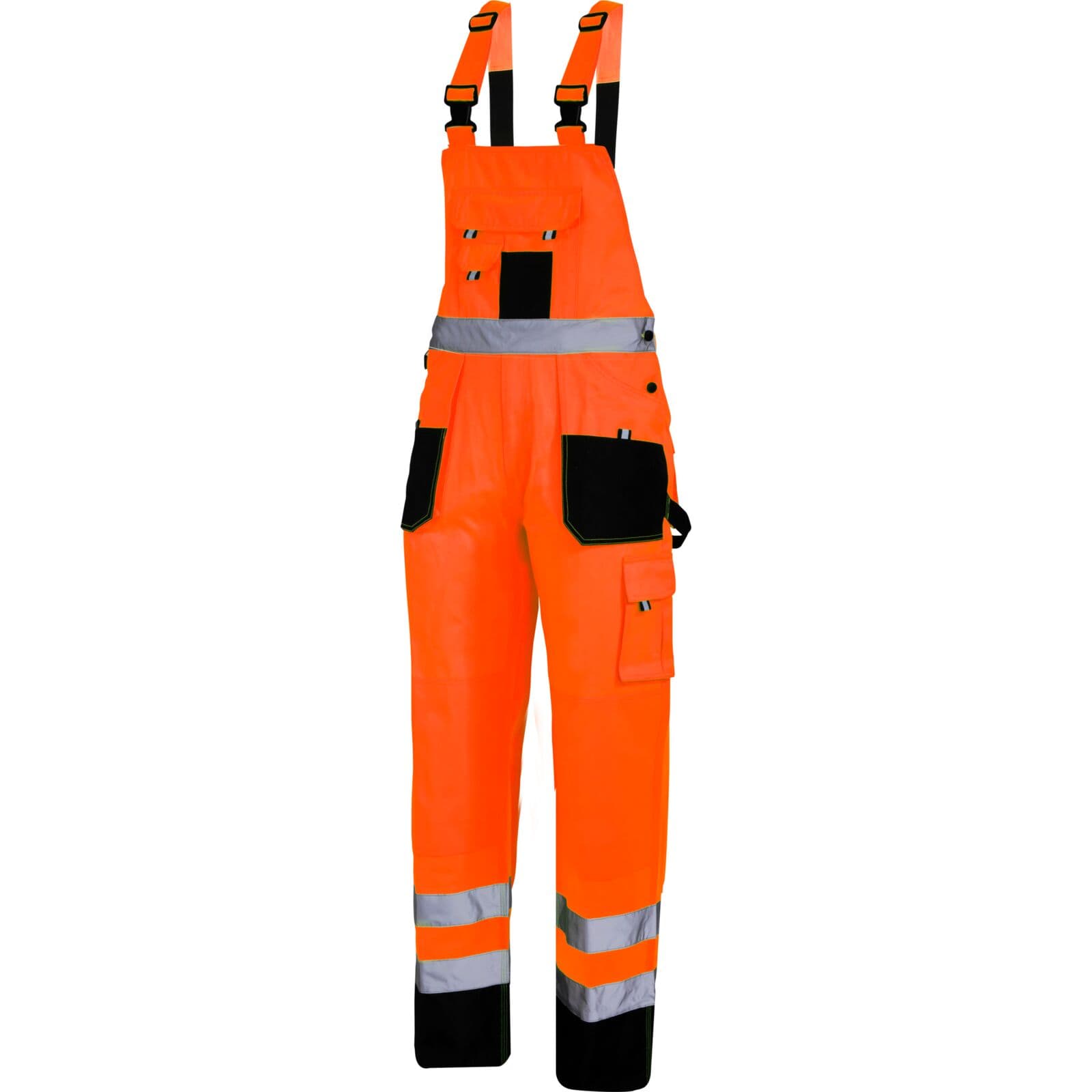 Lahti Pro delovne hlače z oprsnikom, črno-oranžne, XL