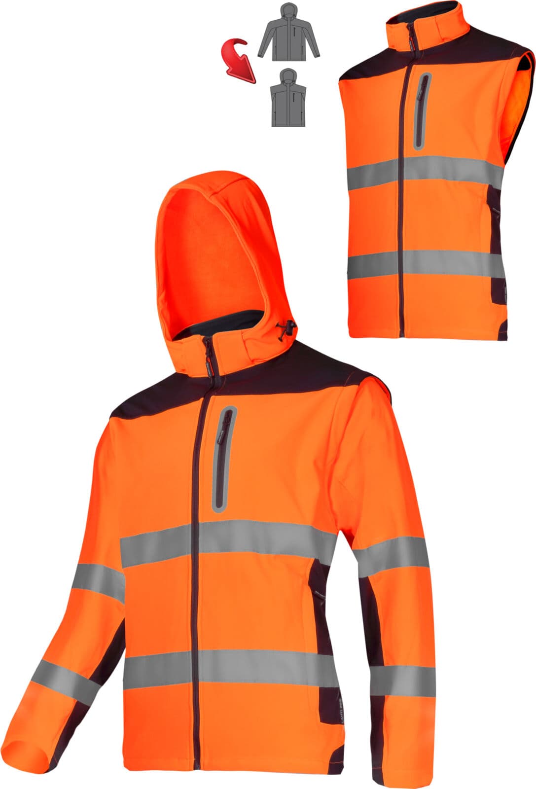Lahti Pro Softshell jakna z odsevnimi trakovi, oranžna, XL