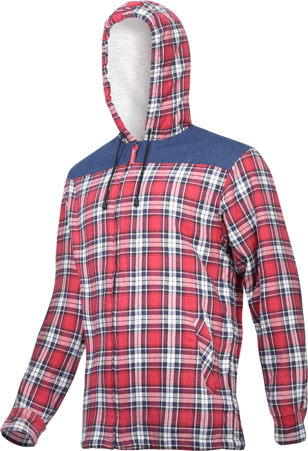 Lahti Pro Ojačan flan. srajca z podlogo, rdeče-granat, 2XL