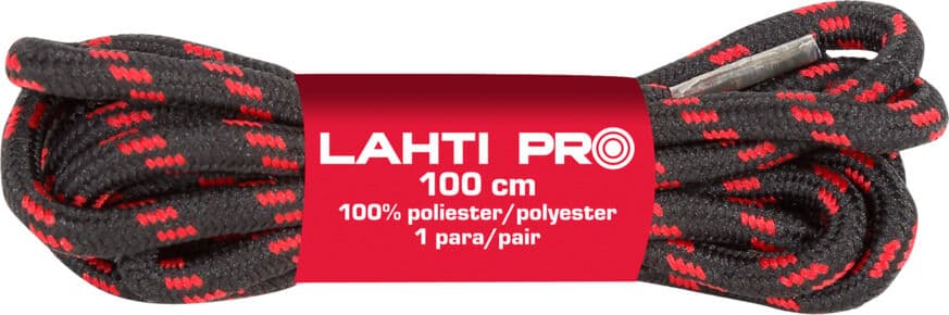 Lahti Pro okrogla črna/rdeča šniranja 150 cm (10 parov)