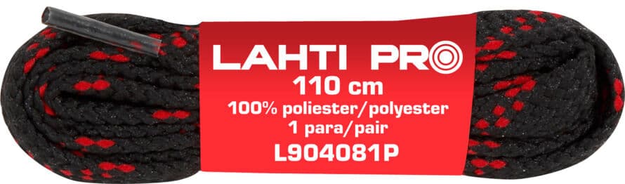 Lahti Pro ravna črna/rdeča šniranja 110 cm (10 parov)