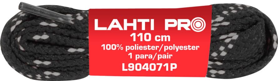Lahti Pro ravna črna/siva šniranja 110 cm (10 parov)