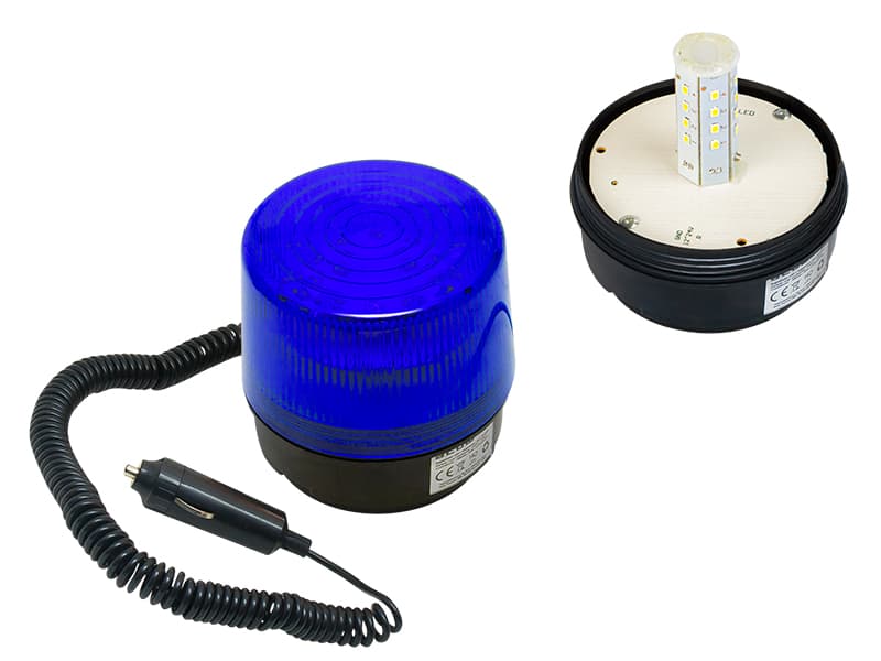 Optični LED signalni indikator Blow, 12V/24V, moder, magnetni