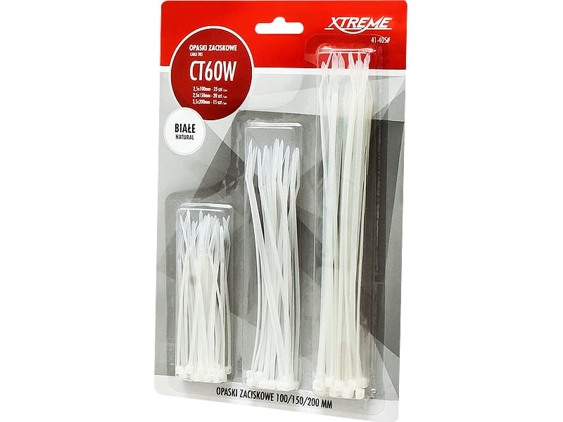 Blow Op 41-405# Bele vezice za kable, komplet 60 kosov (2,5/3,5 mm)