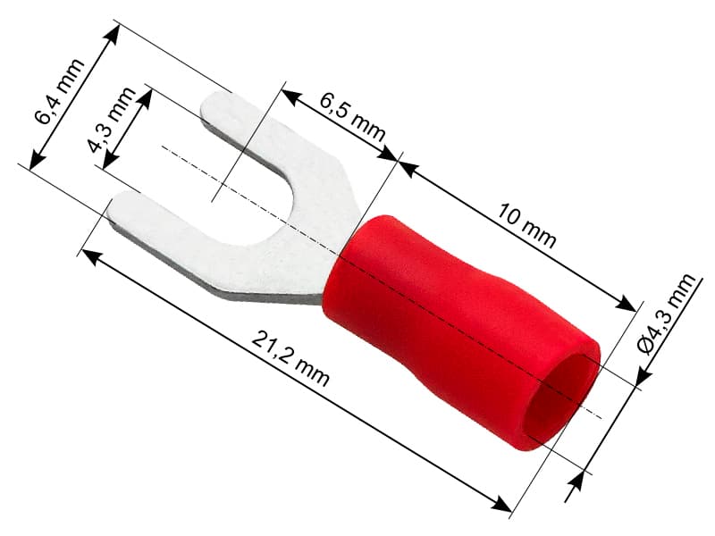 Blow 43-005# Vilicasti konektor, rdeč, za vijak M4 (100 kom)
