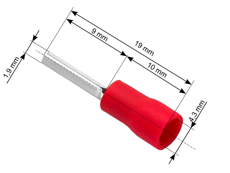 Kabelski konektor tuljast izoliran, 1,9/19mm, 100 kosov - Blow