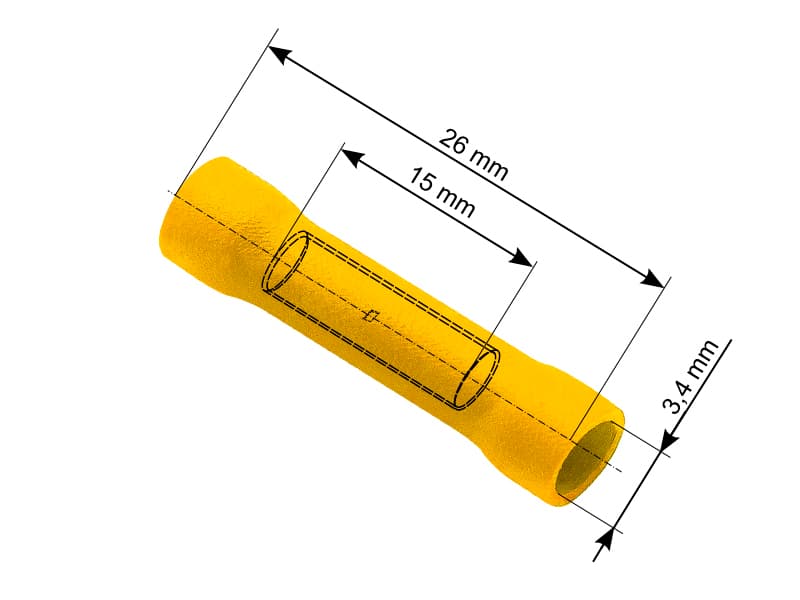 Blow 43-027# Spojni konektor, rumen, 3.4/26 mm (100 kom)
