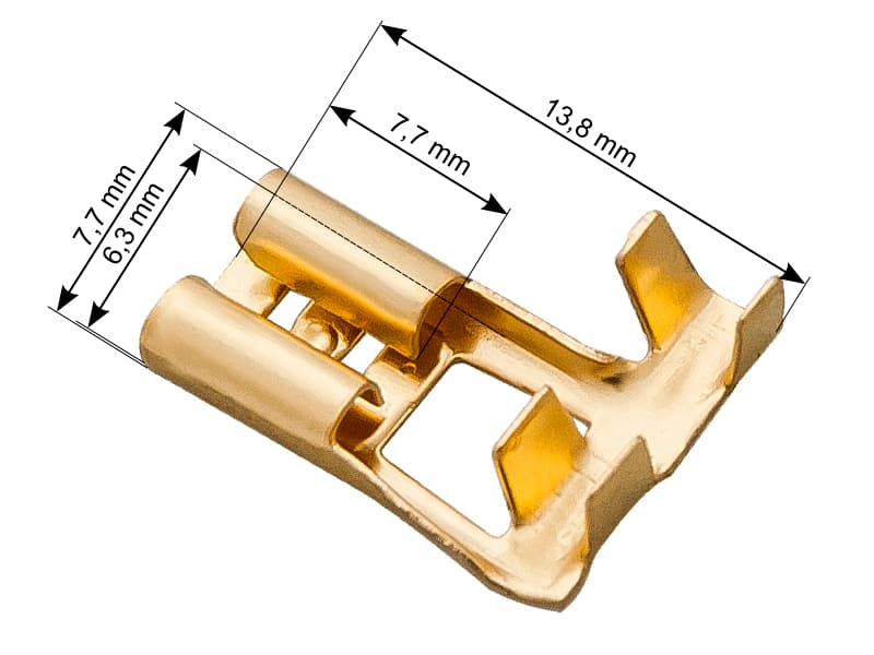 Blow Konektor neizoliran ploski ženski 6.3mm, kotni (100 kos)