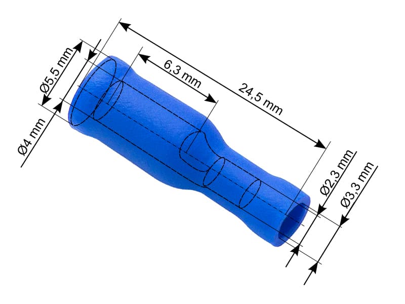 Blow Konektor izolirana vtičnica 4,0/24,5 mm, moder, 100 kosov