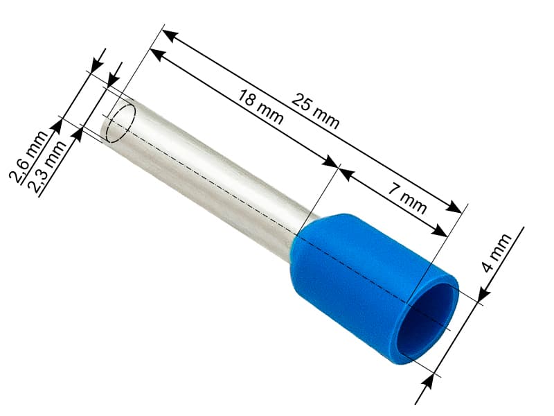 Blow 43-078# Izolirani konektor tulejka 2,5/18 mm, moder, 100 kosov