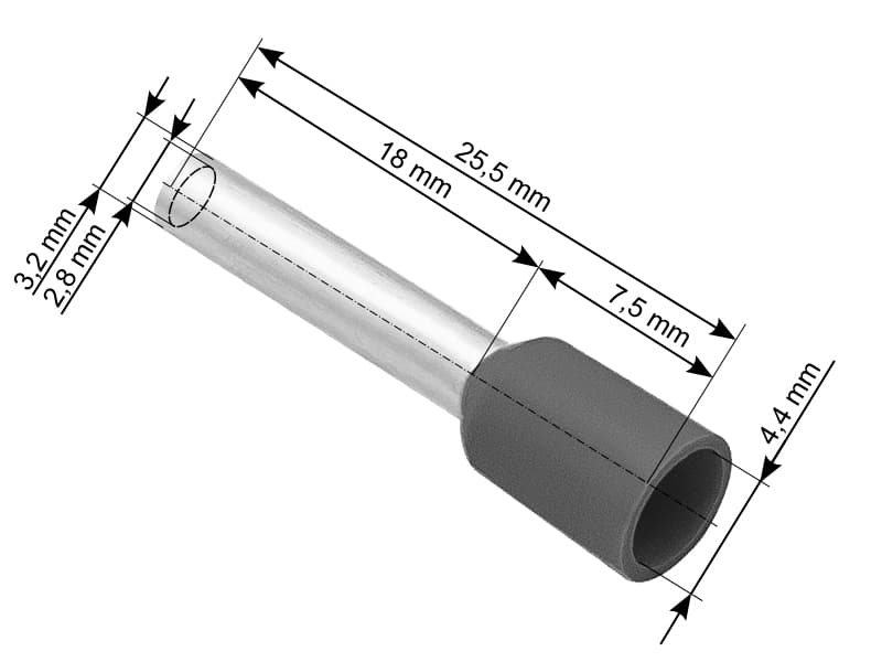 Blow 43-081# Izolirani konektor tulejka 4,0/18 mm, siv, 100 kosov