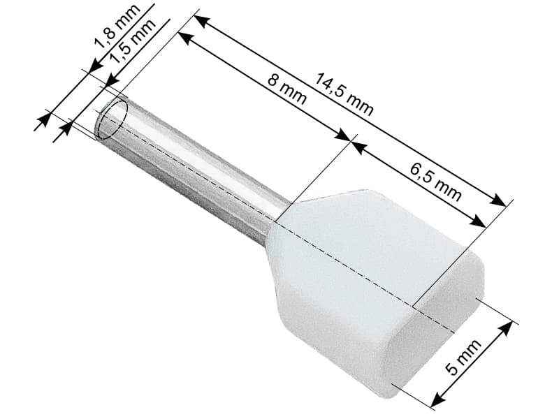 Blow 43-082# Izolirani konektor tulejka 2x0,5/8 mm, bel, 100 kosov