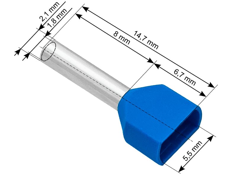Blow 43-083# Izolirani konektor tulejka 2x0,75/8 mm, moder, 100 kosov