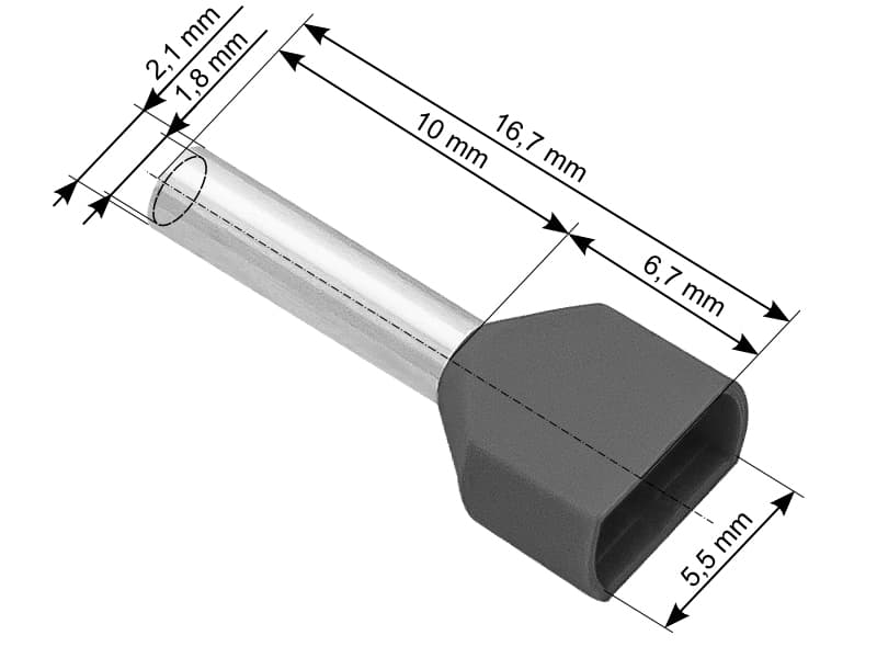 Blow 43-084# Izolirani konektor tulejka 2x0,75/10 mm, siv, 100 kosov