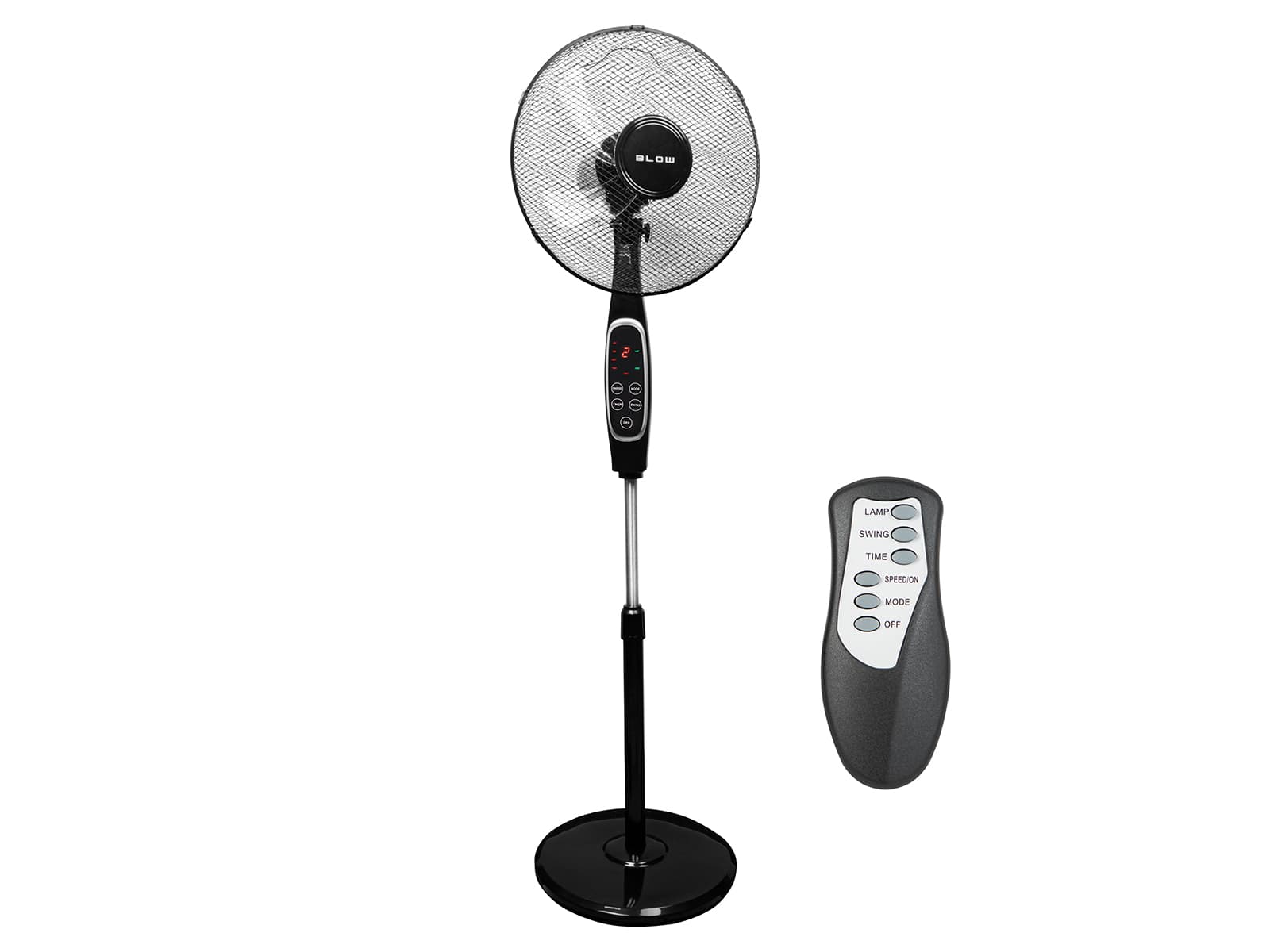 Stojalo vrtljivi ventilator Blow 16" 60W LCD s pilotom, črn