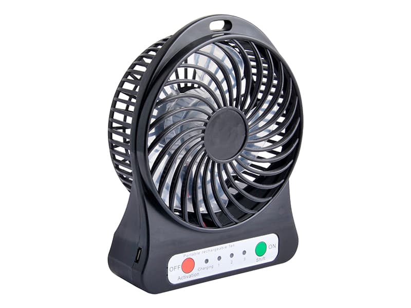 Prenosni/namizni ventilator BLOW 10cm, USB + baterija, črn