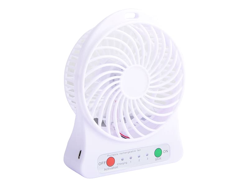 Prenosni/namizni ventilator BLOW 10cm, USB + baterija, bel