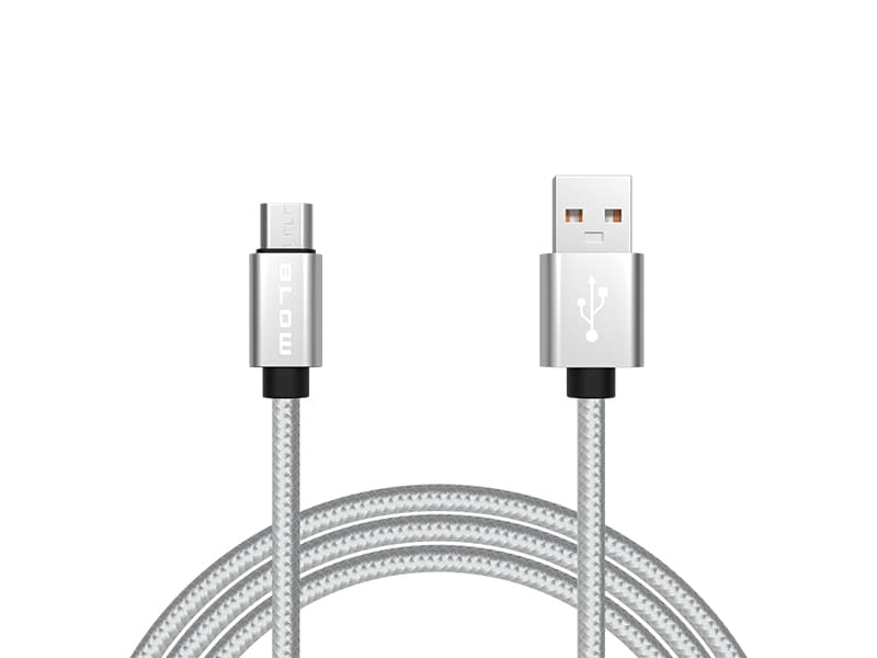 Blow 66-091# USB A - Micro B kabel, 1m, pleten, srebrn