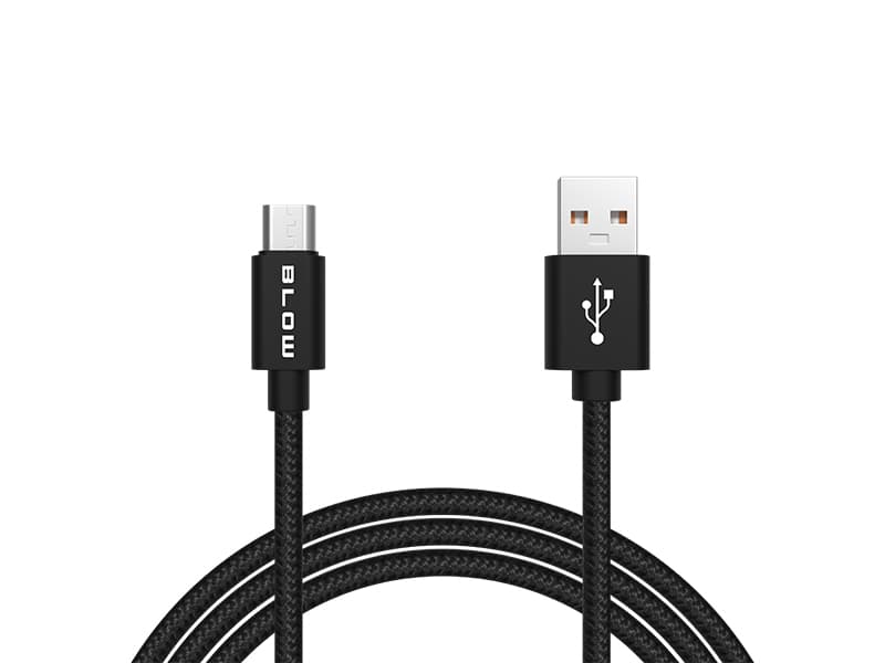 Blow USB-A na Micro USB kabel, 1m, pleten, črn