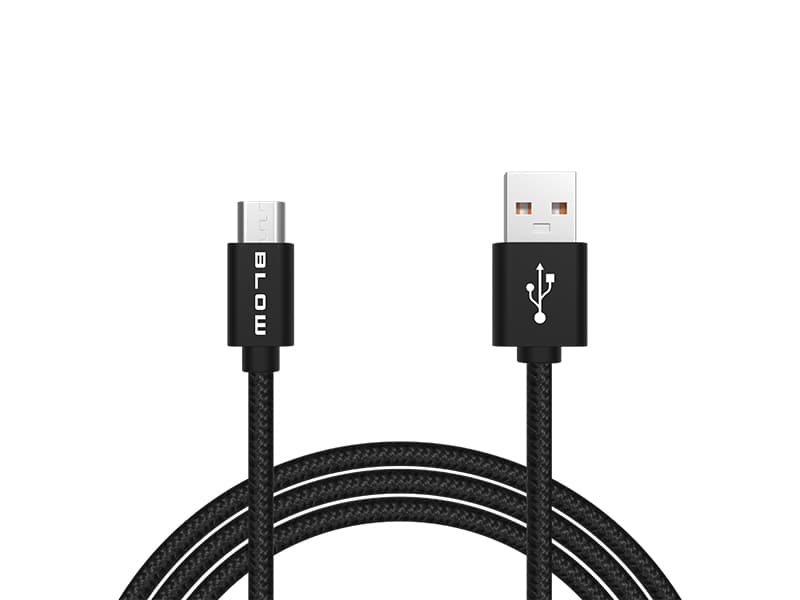 Blow USB A na Micro B kabel, 1,5m, pleten, črn, blister