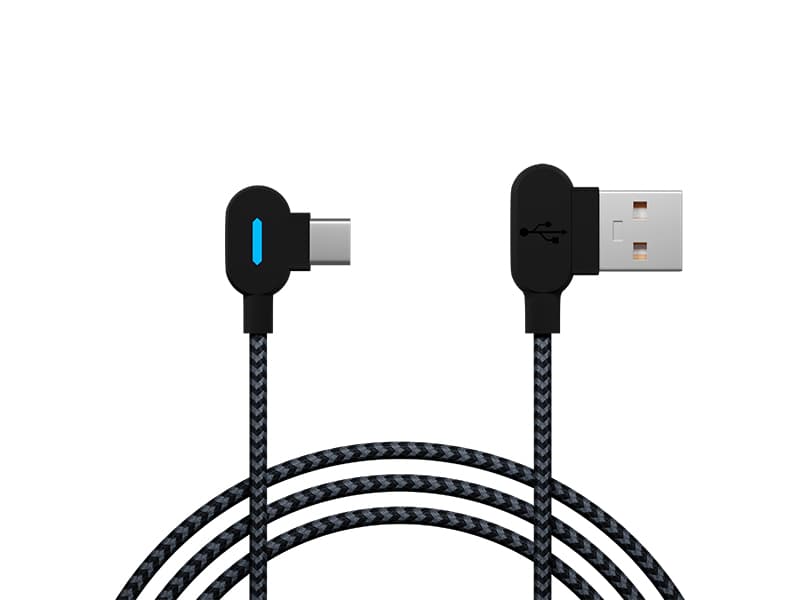 Blow USB A kotni kabel z LED, USB-C, 1,5m, črn