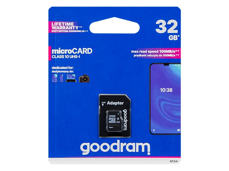 Spominska kartica MicroSDHC 32GB + adapter SD, Class 10, Goodram
