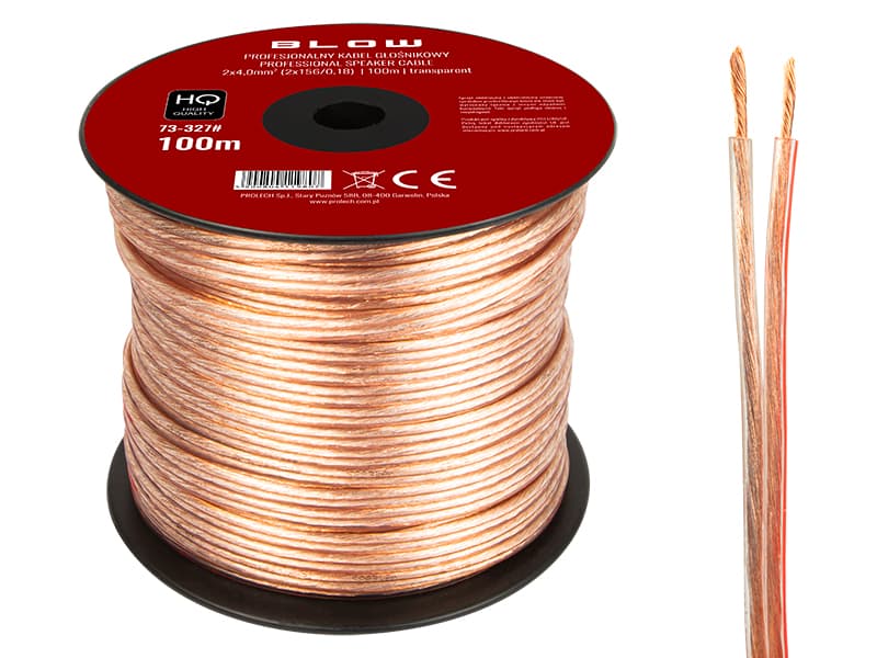 Zvočniški kabel Blow 2x4,00mm, 100m, prozoren