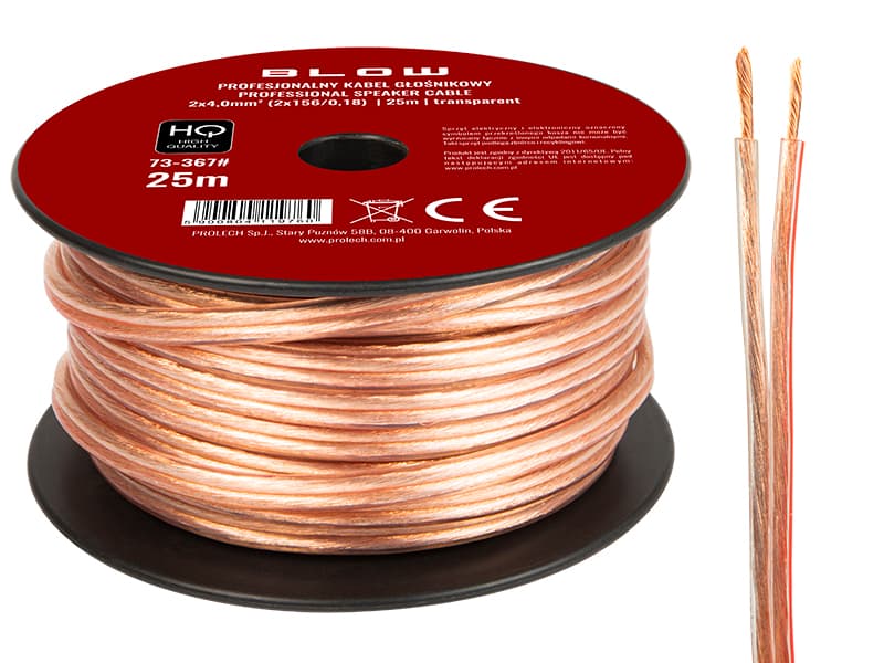 Zvočniški kabel Blow 2x4,00mm, 25m, prozoren