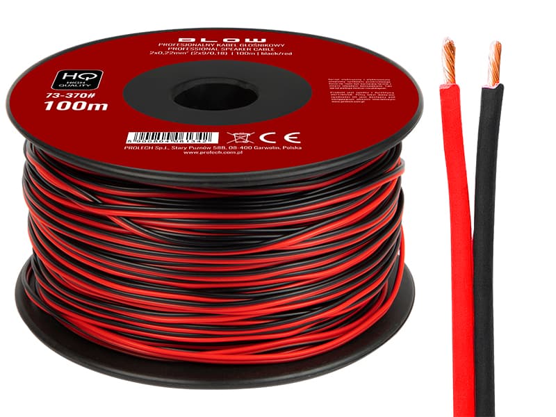 Blow Zvočniški kabel 2x0.22mm črno-rdeč 100m