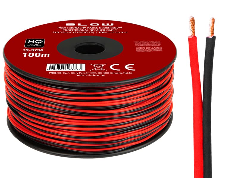 Blow Zvočniški kabel 2x0.75mm črno-rdeč 100m